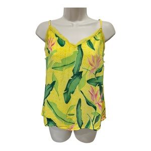 ⭐️ A NEW DAY - VIBRANT TROPICAL GREEN & YELLOW TOP - SLEEVELESS TOP - SIZE S ⭐️